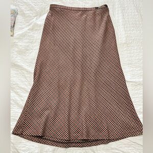 Vintage Red & Black Micro Check Midi Skirt – Sag Harbor – Size 10 – 90s Academia